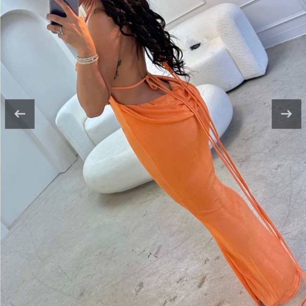 Orange maxi open back dress